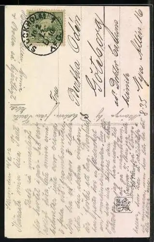 AK Junge Frau mit Kopftuch beim Nähen