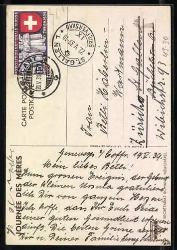 AK Mutter und kleines Kind unter einem Bäumchen, Schattenbild, Journée des Mères