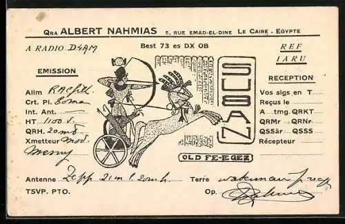 AK Le Caire, Radio D4 AM, Bogenschütze mit Wagen