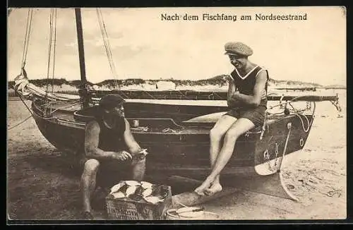 AK Nach dem Fischfang am Nordseestrand