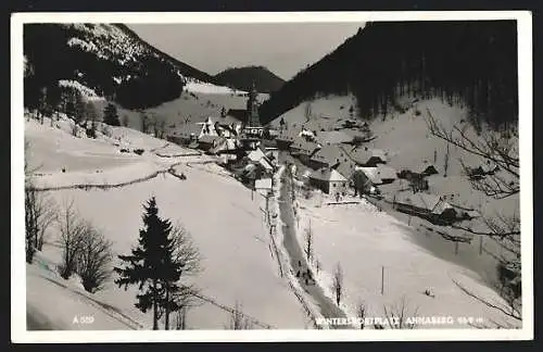 AK Annaberg, Teilansicht mit Kirche im Winter