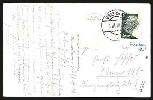 AK Annaberg, Teilansicht mit Kirche im Winter