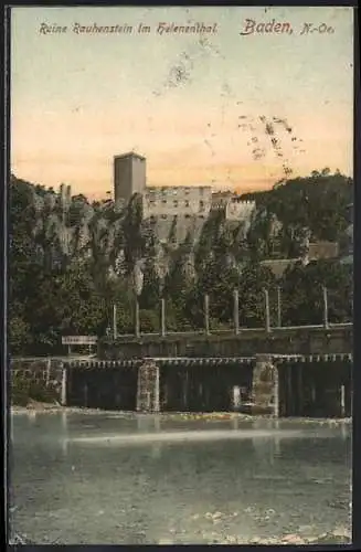 AK Baden, Ruine Rauhenstein im Helenenthal