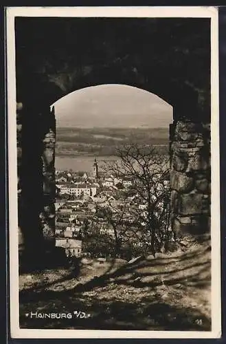 AK Hainburg a. D., Teilansicht aus der Vogelschau