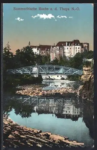 AK Raabs a. d. Thaya, Ortsansicht mit Brücke