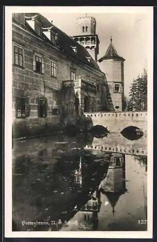 AK Pottenbrunn /N. Ö., Schloss mit Brücke