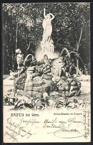 AK Baden bei Wien, Undine-Brunnen im Kurpark