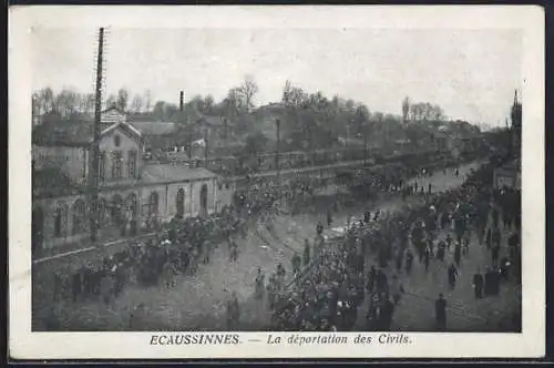 AK Ecaussinnes, La déportation des Civils, Bahnhof