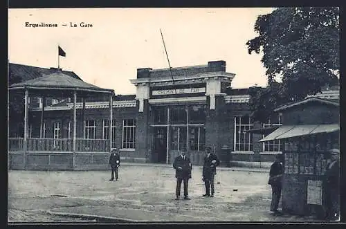 AK Erquelinnes, La Gare, Bahnhof