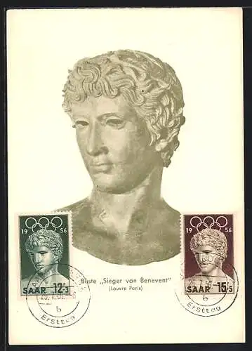Maximum-AK Büste Sieger von Benevent, Olympische Spiele 1956