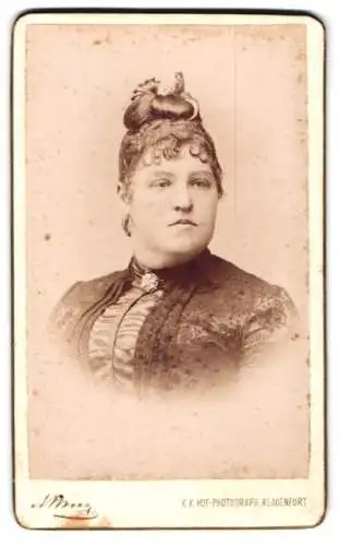 Fotografie Alois Beer, Klagenfurt, Porträt einer Dame mit aufwendiger Frisur 1888
