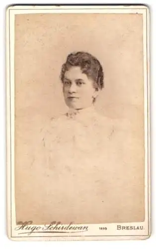 Fotografie Hugo Schirdewan, Breslau, Schweidnitzerstrasse 51, Porträt einer Dame 1895