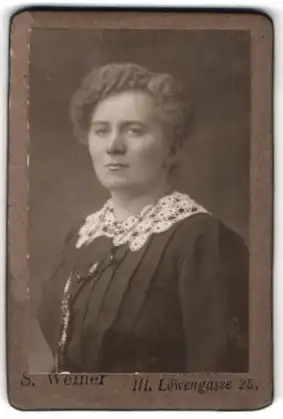 Fotografie S. Weiner, Wien, Löwengasse 25, Porträt einer Dame