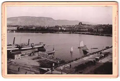 Fotografie Diezel & Langer, Wien, Ansicht Genf, Ansicht des Hafens mit Booten, vue prise du Beau Rivage
