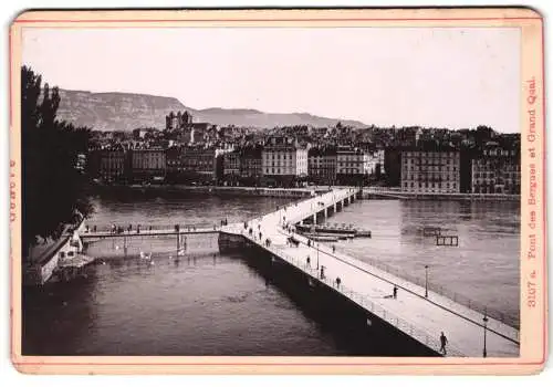 Fotografie Diezel & Langer, Wien, Ansicht Genf, Ortspartie mit Brücke über einen Fluss
