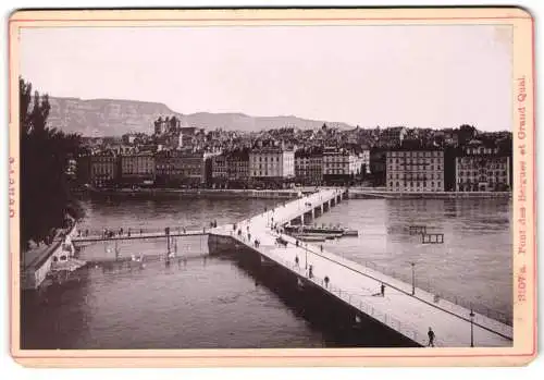 Fotografie Diezel & Langer, Wien, Ansicht Genf, Brücke über einen Fluss, Pont des Bergues et Grand Quai