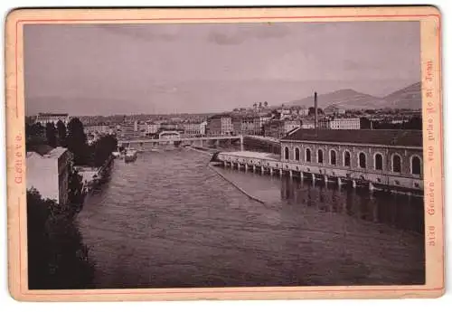 Fotografie Diezel & Langer, Wien, Ansicht Genf, Vue prise de St. Jean, Flusslandschaft