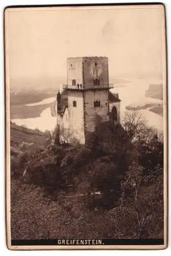 Fotografie unbekannter Fotograf, Ansicht Greifenstein, Burgansicht mit Flusslandschaft