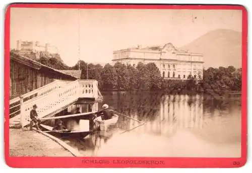 Fotografie Baldi & Würthle, Salzburg, Schwarzstrasse 3, Ansicht Salzburg, Schloss Leopoldskron mit See und Boot