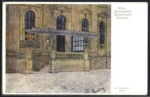 Künstler-AK Wien, Bösendorfer Konzertsaal, Eingang