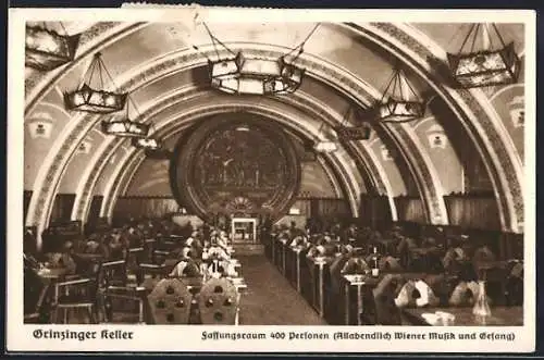 AK Wien, Restaurant Rathauskeller, Partie im Grinzinger Keller von Otto Kaserer