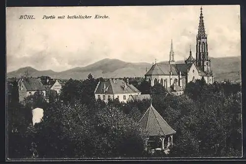 AK Bühl / Baden, Partie mit katholischer Kirche