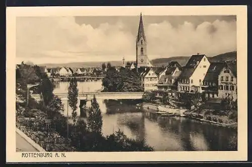 AK Rottenburg a. N., Ortspartie mit Kirche