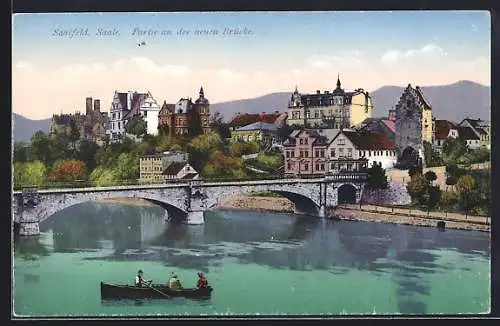 AK Saalfeld / Saale, Ortspartie mit neuer Brücke