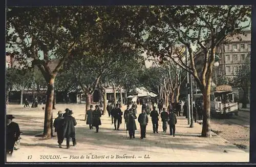 AK Toulon, Strassenbahn am Place de la Liberté