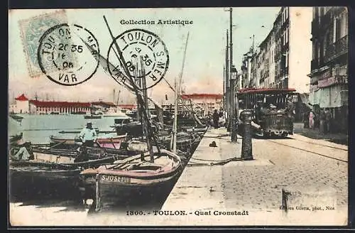 AK Toulon, quai Cronstadt, Strassenbahn