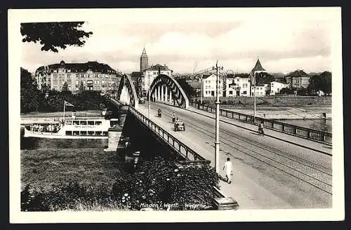 AK Minden / Weser, Wesertor, Brücke, Dampfer Porta Westfalica
