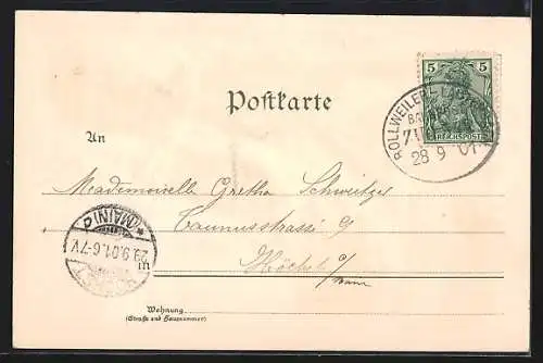 Lithographie Gebweiler, Ortsansicht, Amts-Gericht, Leodegarius Kirche, Liebfrauen Kirche