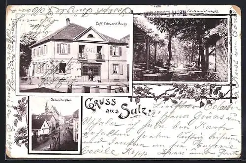AK Sulz, Cafe Edouard Rouby, Gartenwirtschaft, Gebweilerthor