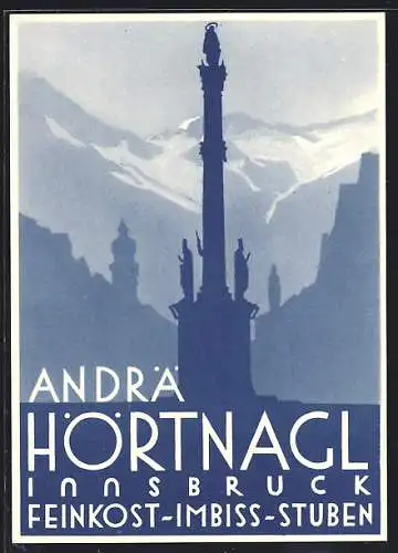 AK Innsbruck, Feinkost-Imbiss-Stuben Andrä Hörtnagl, Restaurant, Mariensäule