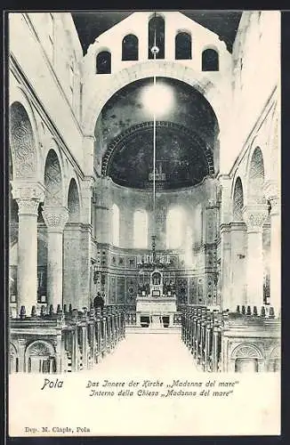 AK Pola, Innere der Kirche Madonna del mare