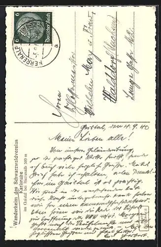 AK Herrenalb im Gaistal, Wanderheim des Schwarzwaldvereins