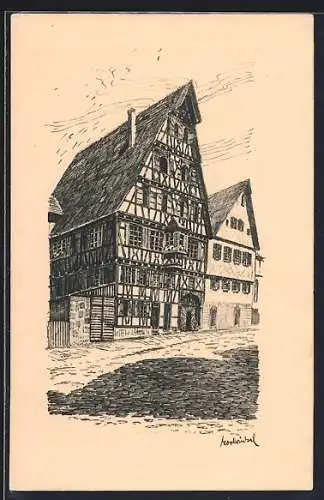 AK Calw, Altdeutsches Haus von 1694 in der Leder-Gasse