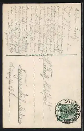 AK Stuttgart, Friedrichsbau mit Geschäften