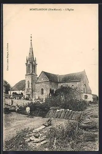 AK Montlandon /Hte-Marne, L`Église et son environnement rural