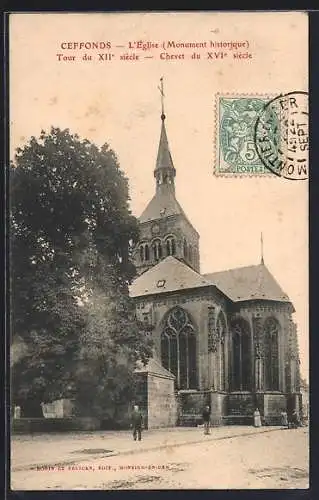AK Ceffonds, L`Église, Monument historique, Tour du XIIe siècle, Chevet du XVIe siècle