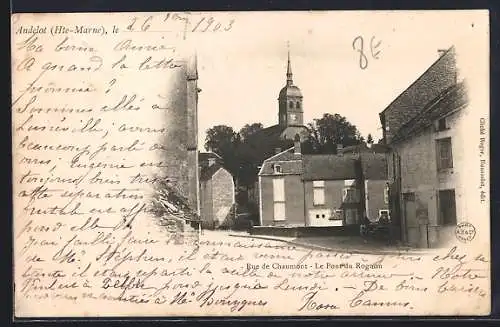 AK Andelot /Hte-Marne, Le Pont du Rogron avec l`église en arrière-plan