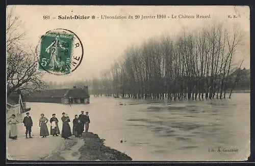 AK Saint-Dizier, L`inondation du 20 Janvier 1910, Le Château Renard