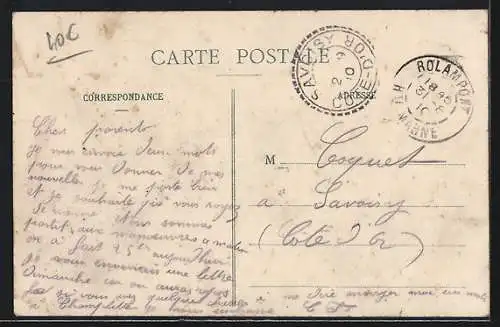 AK Rolampont, La Place avec café et passants