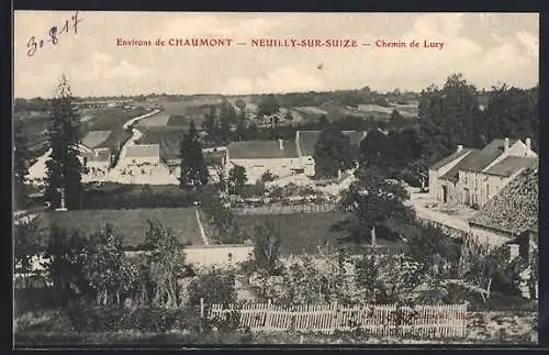 AK Neuilly-sur-Suize, Chemin de Luzy et paysage rural