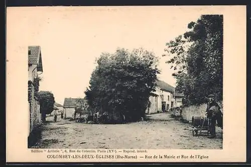 AK Colombey-les-Deux-Églises /Hte-Marne, Rue de la Mairie et Rue de l`Église