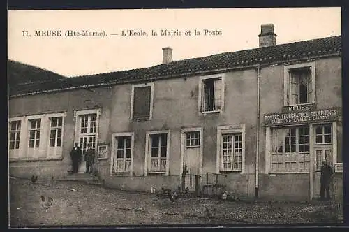 AK Meuse /Hte-Marne, L`Ecole, la Mairie et la Poste