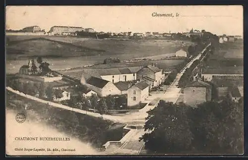 AK Chaumont Buxereuilles, Vue aérienne des maisons et de la campagne environnante