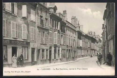 AK Langres, La Rue Gambetta, vue de la Place Jenson