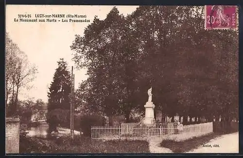 AK Luzy-sur-Marne /Hte-Marne, Le Monument aux Morts, Les Promenades