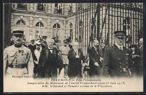 AK Chaumont, Fête Présidentielle, inauguration du Monument de l`Amitié Franco-Américaine, 3 Juin 1923